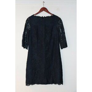 Ted Baker Women's Size 2 US 4/6 Small Navy Blue Dress 3/4 Sleeve Sheer Lace Mini